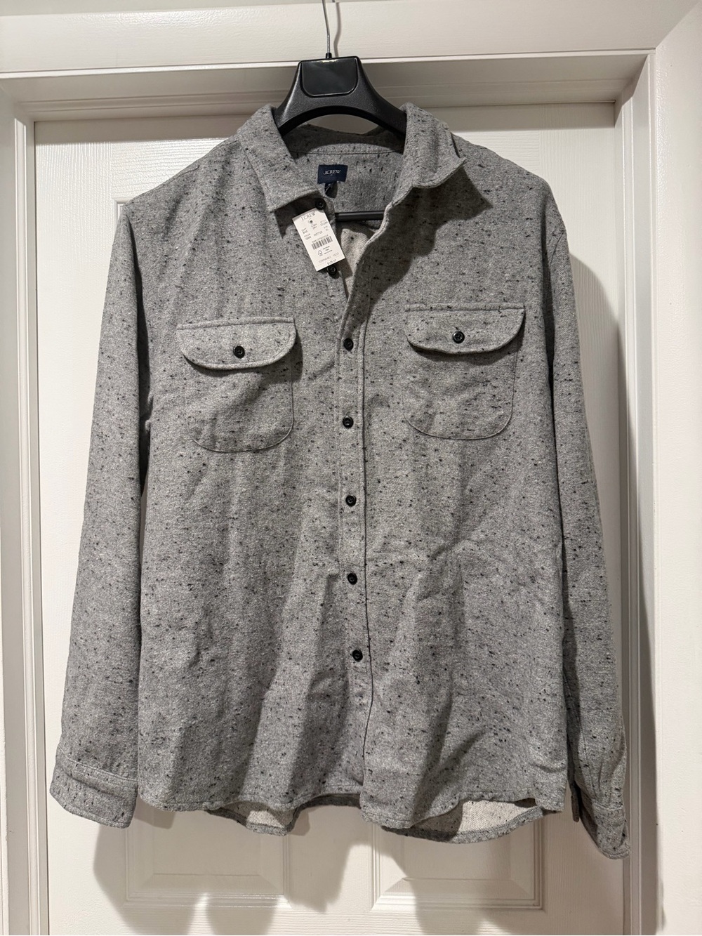 J. Crew Gray Speckled Button-Up Shirt Jacket